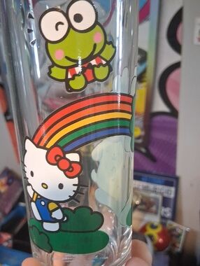 Hello Kitty Rainbow Glass with Green Frog and Multicolor Arc